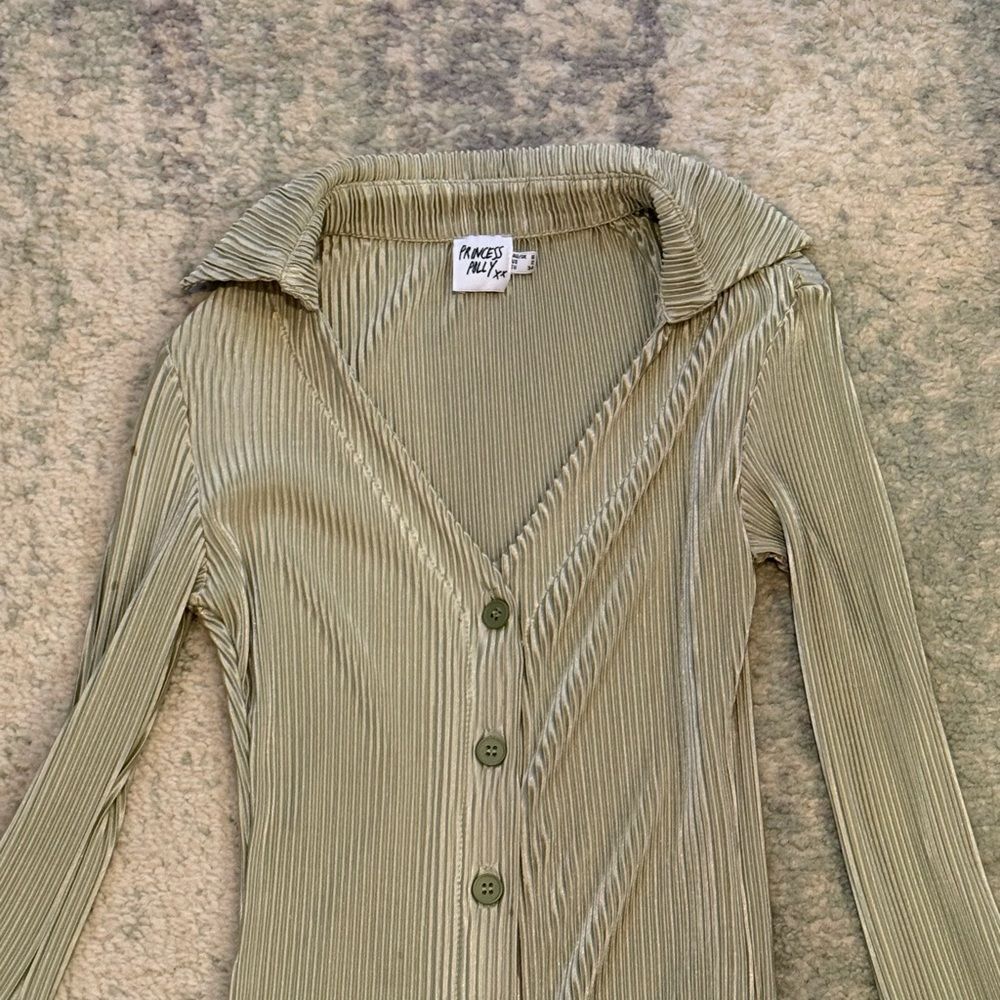 Princess Polly Sage Green Ribbed Long Sleeve Dress - Picture 6 of 8
